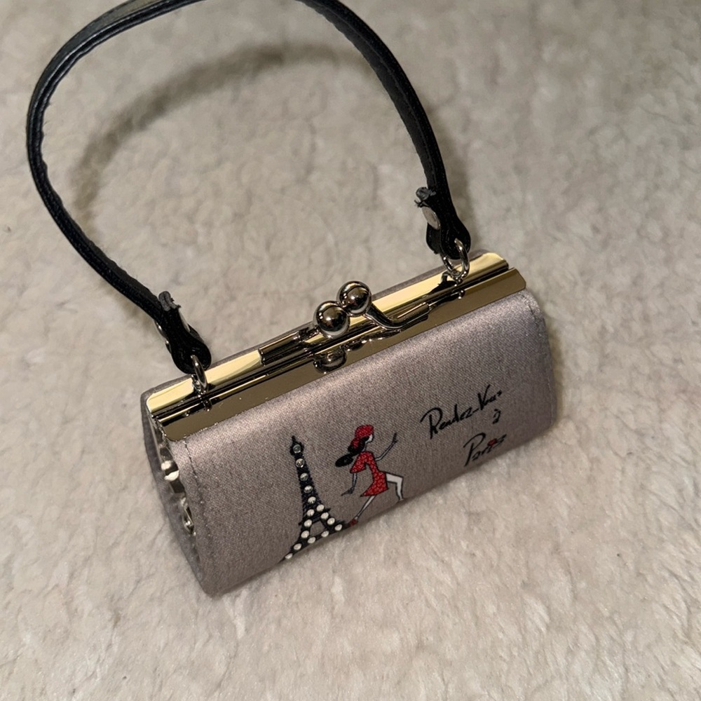 NWOT Grey Mini Paris Handbag Style Coin Purse - Picture 2 of 5